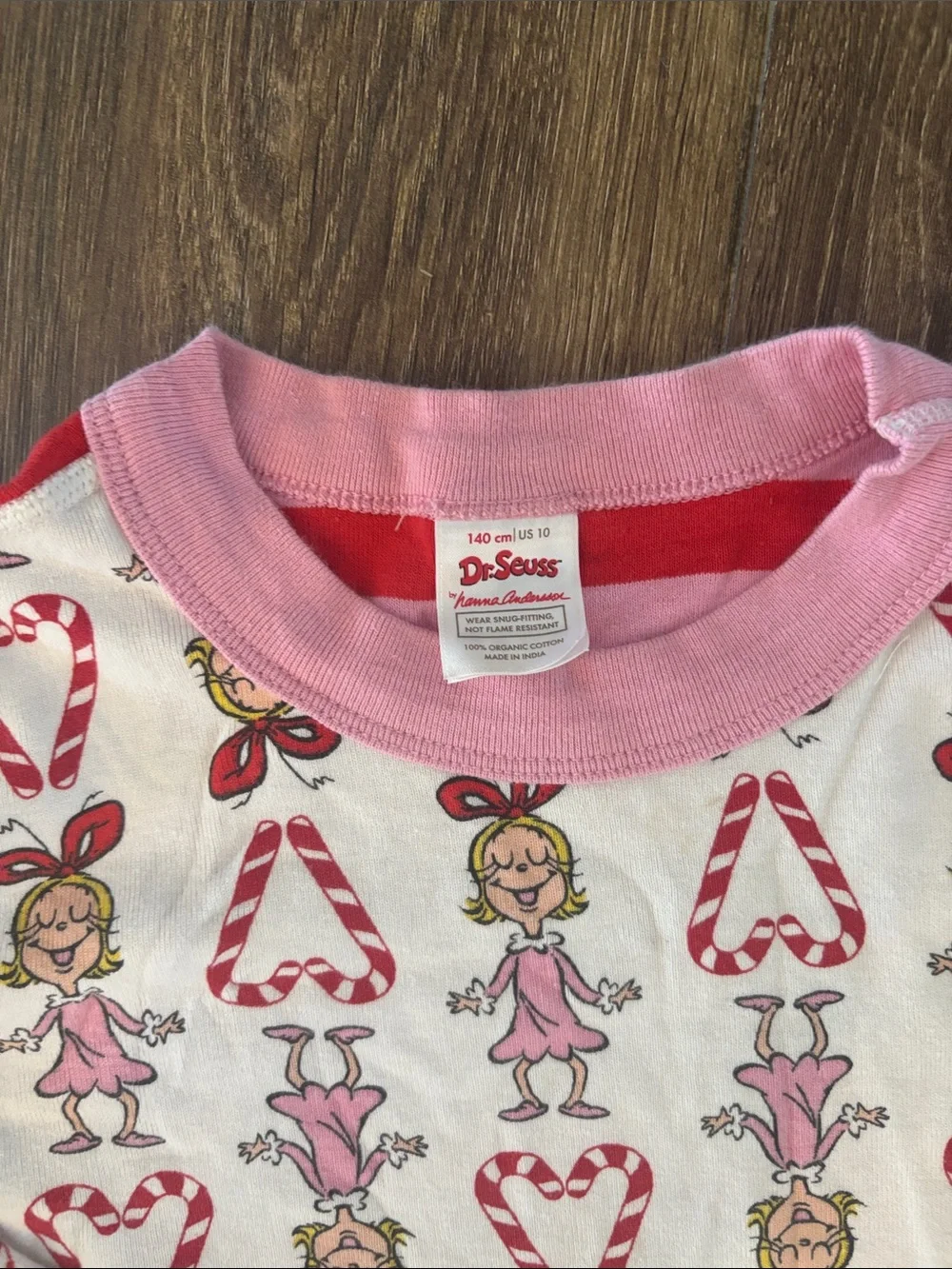 Hanna Andersson Pink and White Candy Cane Ballerina Kids Pajama Set